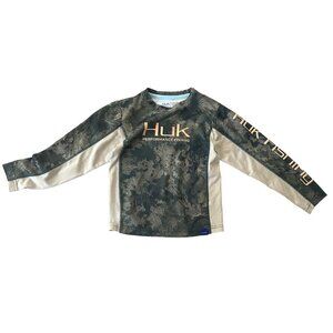 Huk Performance Fishing Youth small Long Sleeve Shirt Camo Tan Size YS